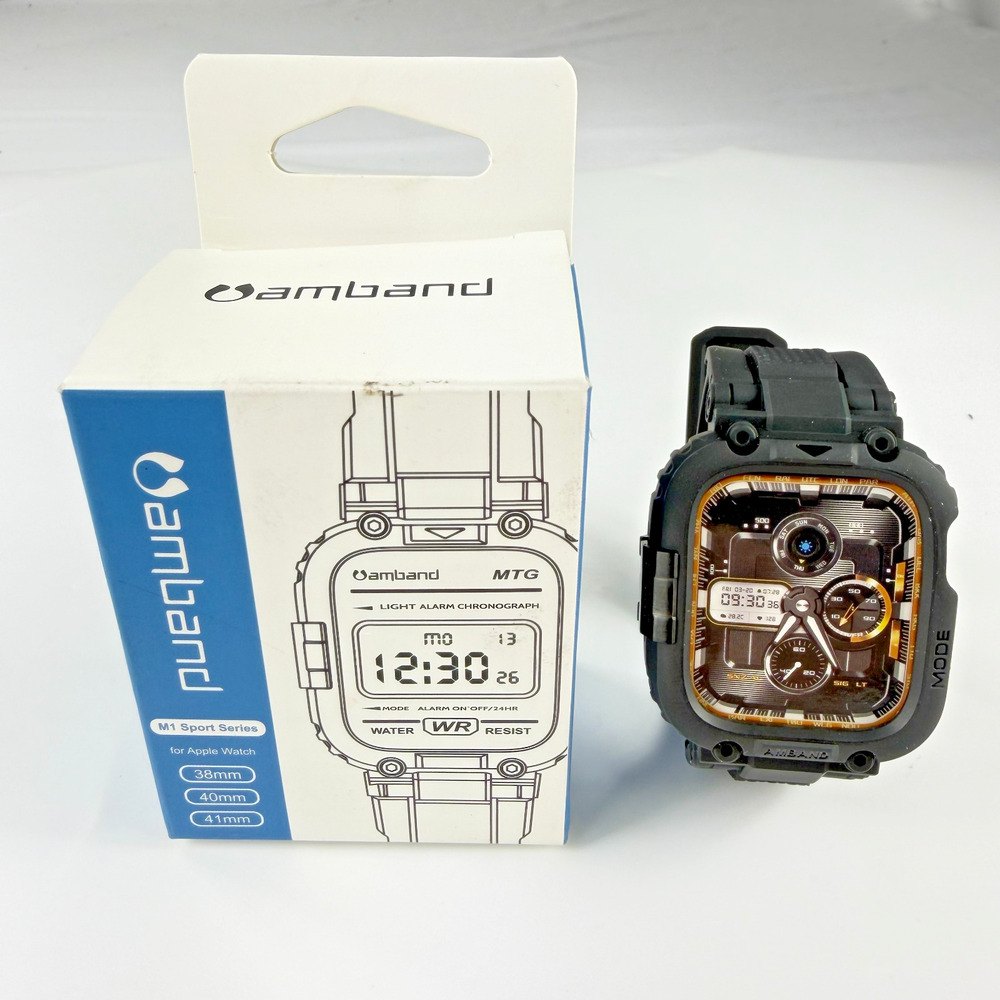 amBand M1 Sport Series Black Case Band for Apple Watch 38mm 40mm 41mm